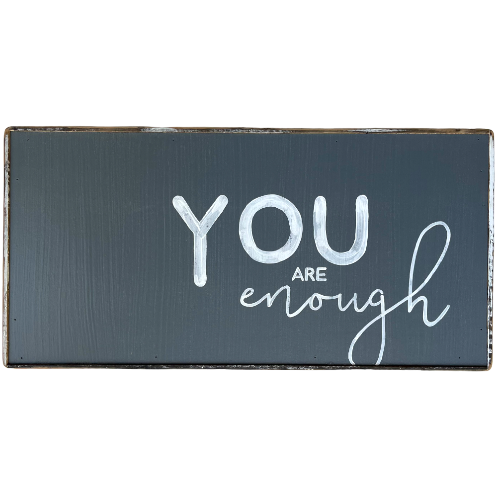 You are enough charcoal gray painting