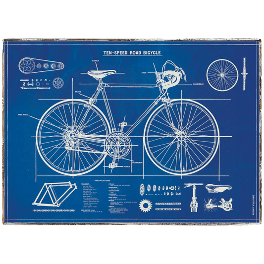 Bicycle Blueprint Framed Poster - true RED betty