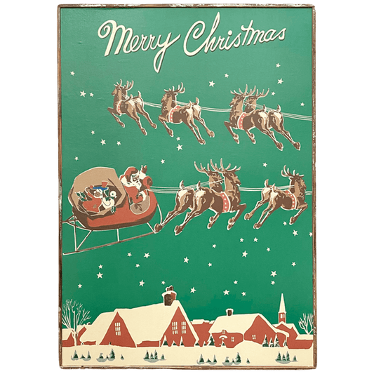 Merry Christmas Santa's Sleigh Ride Framed Poster - true RED betty